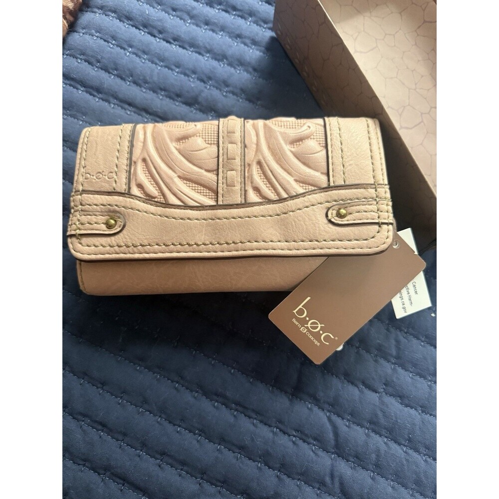 B.O.C. Pink Solid Tooled Tri-Fold Wallet NWT